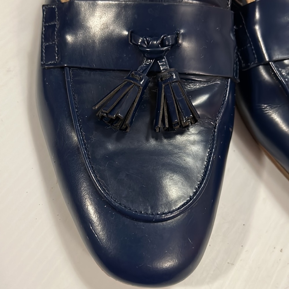 J Crew Leather Patent Navy Mules Loafers with Tassel size 9.5 - gently used - Picture 15 of 15